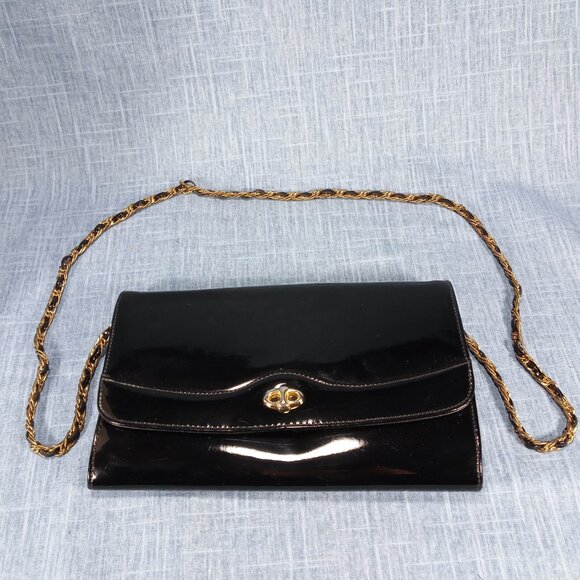 1960s Vintage Patent Black Clutch by Ande' - Picture 6 of 10